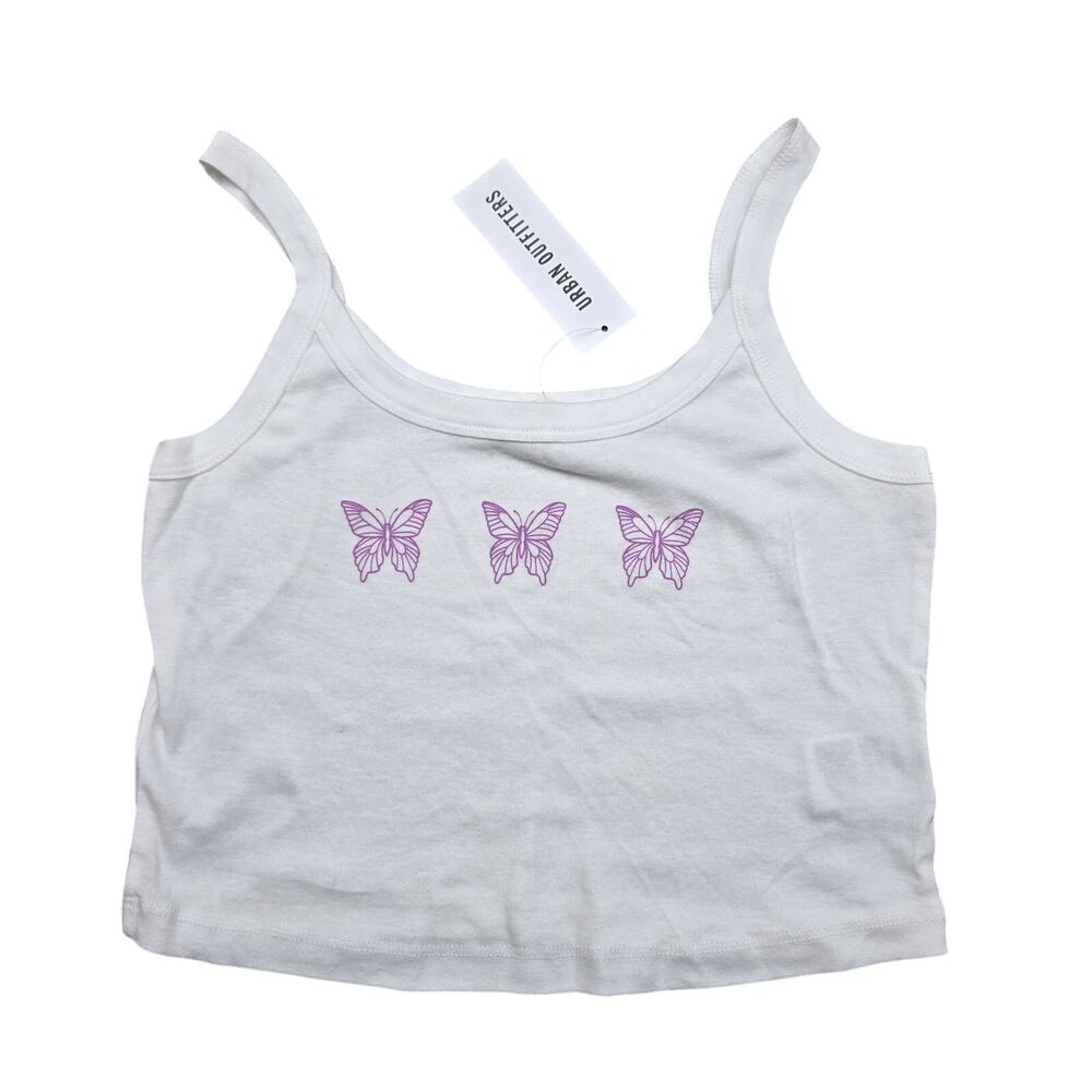 NEW NWT Truly Madly Deeply White Butterfly Lightweight Crop Tank | Size Small